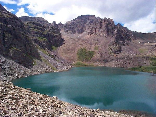 The view of Cathederal Peak (el. 13,943) over Cathedral Lake (looking west-northwest).