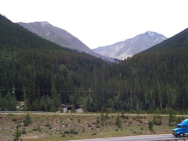 Kelso Mountain (left) and Torreys Peak (right) as seen from the I-70/Bakerville exit (looking south).