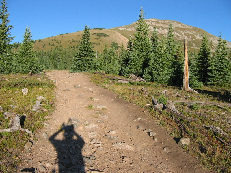 And there's our destination - Quandary Peak.  Notice the long shadows from the early morning start time.