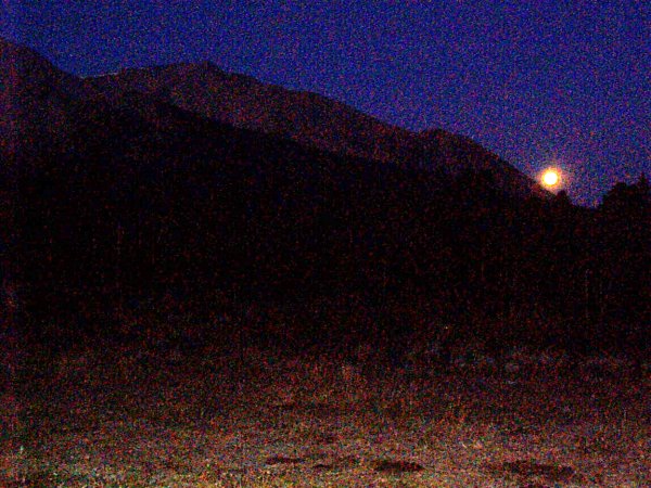 Moonset over the west shoulder of Sopris.