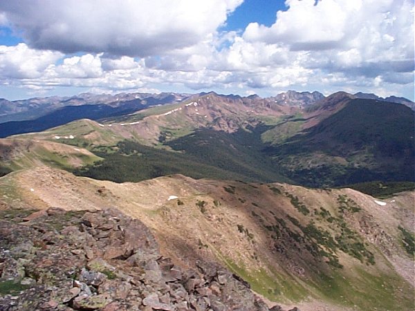 The view of the Gore Range looking to the north-northwest from the summit of Uneva Peak.