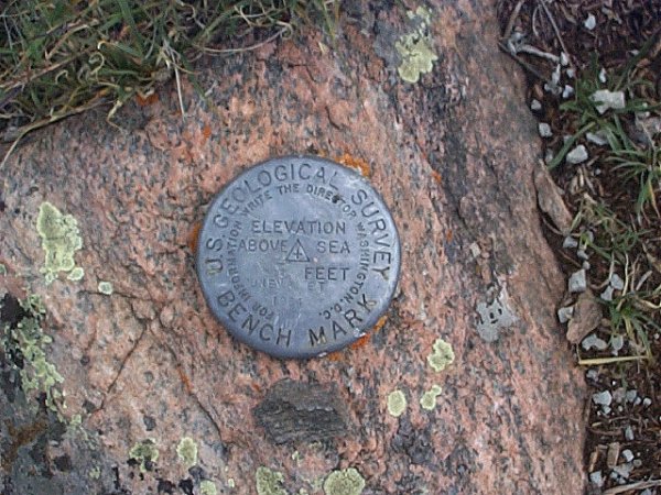 Bench Mark on the summit of Uneva Peak.