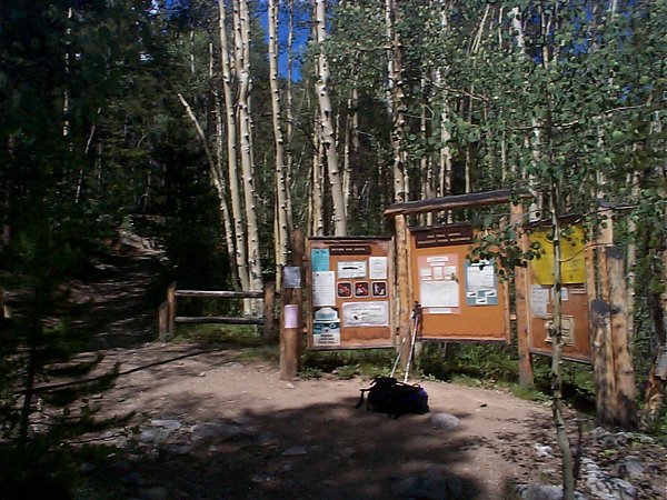 The trailhead to Mount Yale.  This trailhead not only provides access to this peak but also to Brown's Pass and Hartenstein Lake.