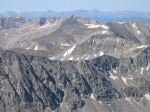 Still looking soutwest, that's Mount Arkansas (elevation 13,795 feet) in the center of the photo with Mount Elbert on the horizon to the right and La Plata Peak on the horizon to the left.