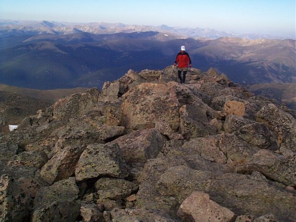 John nearing the summit of Mount Bierstadt.