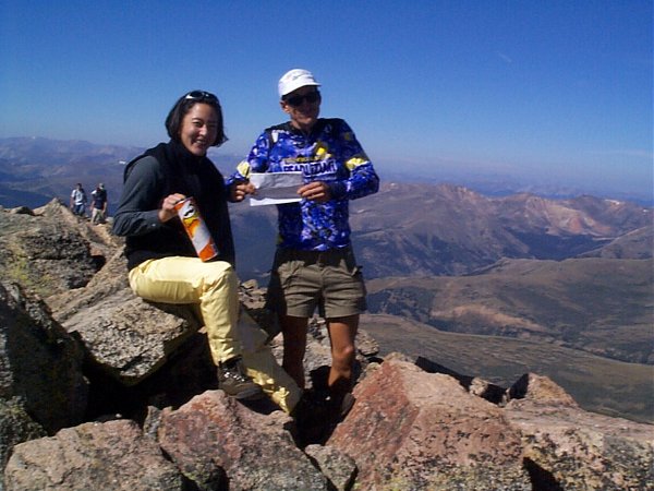 John and Marina with the official summit register.