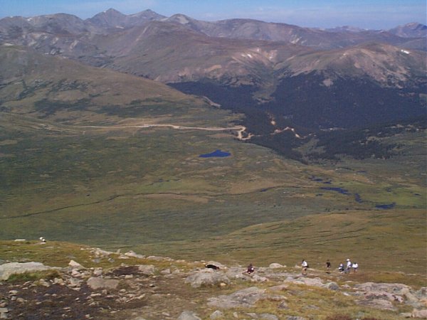 The morning crowds headed up the lower mountain.