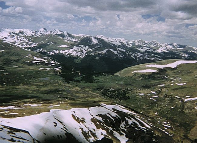 Guanella Pass with Grays and Torreys Peaks in the distance.