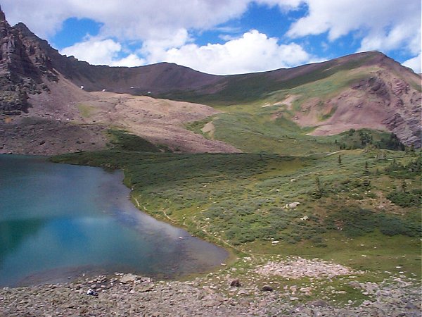 The trail up to Electric Pass is up the right hand side of this valley just east of Cathedral Peak (the view is to the north-northeast).