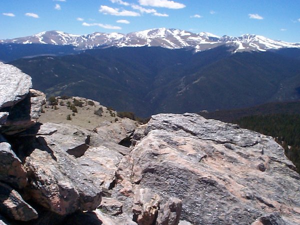 From the summit you've got a great view of Mount Evans (el. 14,264 feet) to the west.