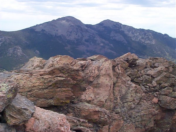 Twin Sisters Peaks - 11,413 and 11,428 feet - as seen from the top of Estes Cone.