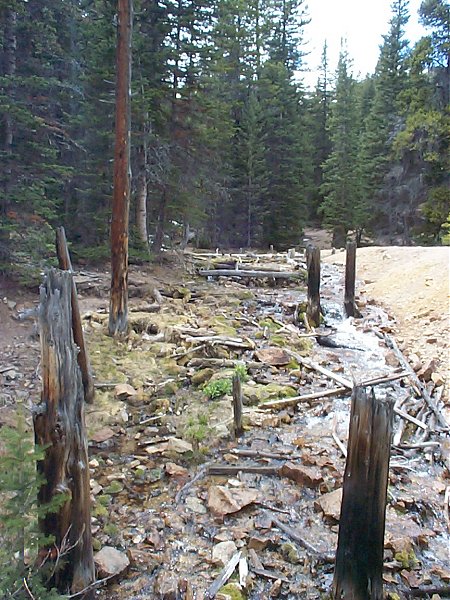 Remnants of the Eugenia Mine about 1.3 miles into the hike (9,908 feet).