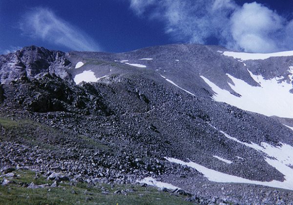 The trail continues to climb towards the summit of Grays Peak.