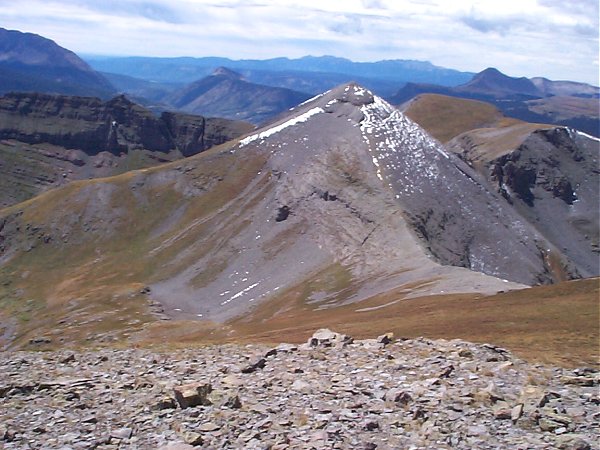 This is a view of the no named sub-peak which we had just come over (looking southwest).