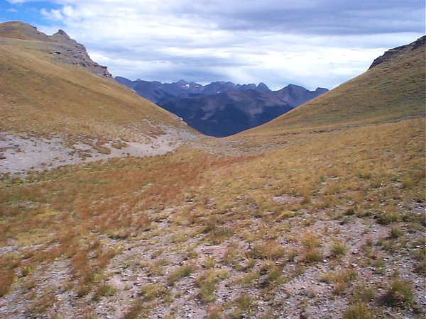 Once through the notch at the head of the valley, the terrain wasn't quite as intimidating and the view looking back on our path was stunning!