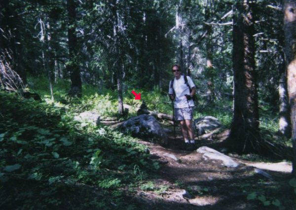 Standing by the "hidden" cairn which marks the turnoff from the trail.