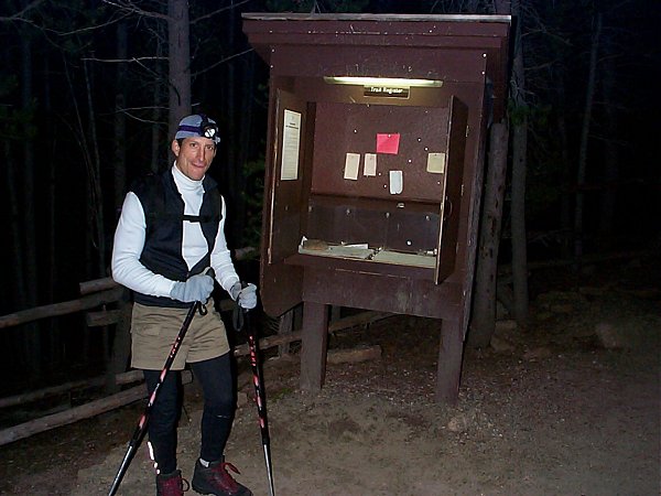 John at the trailhead register - 1:45 a.m.