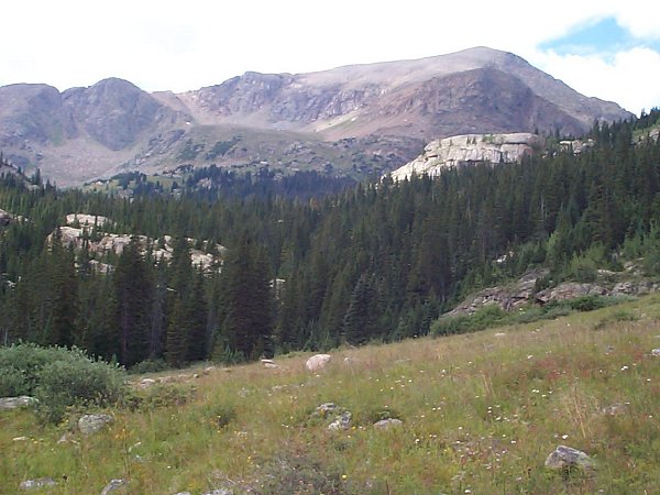 About Twelve miles into the hike the sky began to clear in this view of French Peak (13,940 feet) facing southwest.