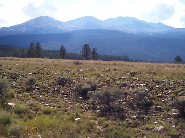 The end of the day, looking west back upon Mount Massive from along the road home - FR 110.