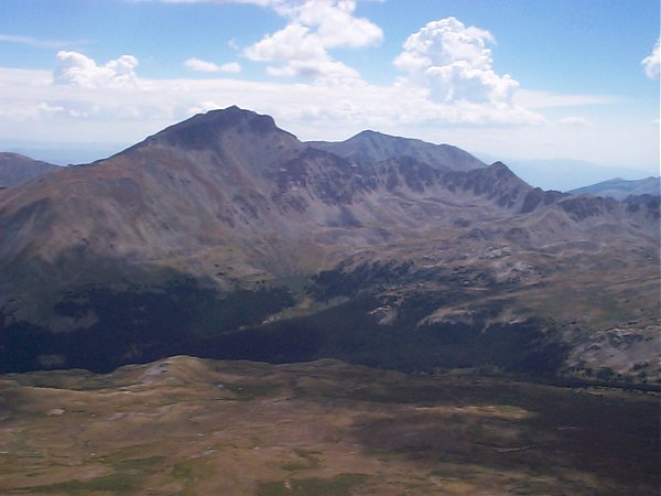 Once on the ridge, you've got a great view of the southwestern side of Mount Belford with the head of Missouri Gulch laid out below.