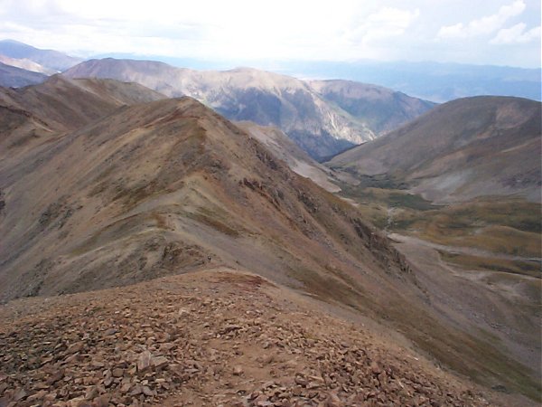 Looking back along the ridge - almost to the summit.