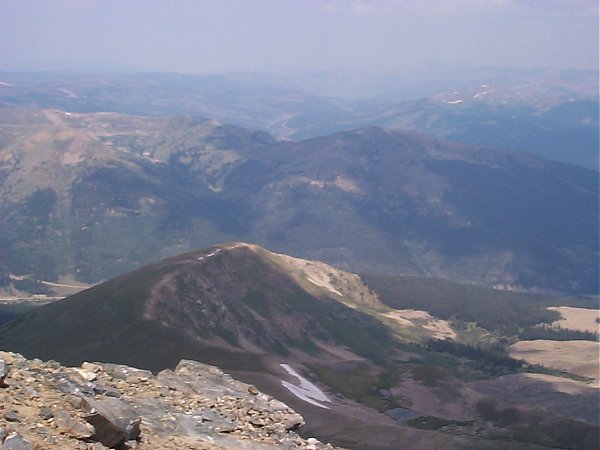 To the north-northwest you can look over the top of the Copper Mountain Ski Area to see I-70 just south of Frisco.