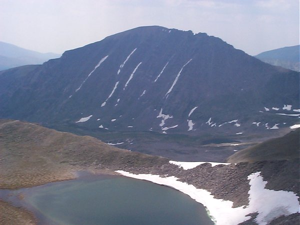 So THAT's what Quandary Peak looks like from the northwest.  This lake, just below the summit of Pacific Peak sits at 13,408 feet.