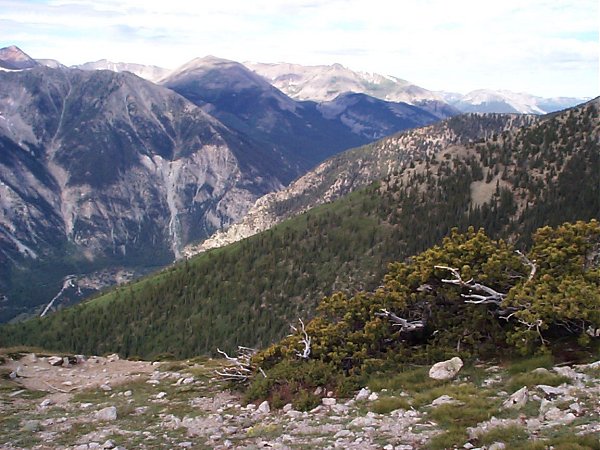 The view west-southwest up the Salt Creek valley as seen from the end of the road above Bristlecone Park.