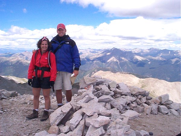 A couple of happy hikers on the summit [Mary and David].