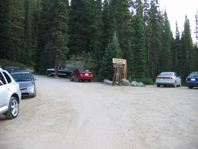 The parking lot near the trailhead.