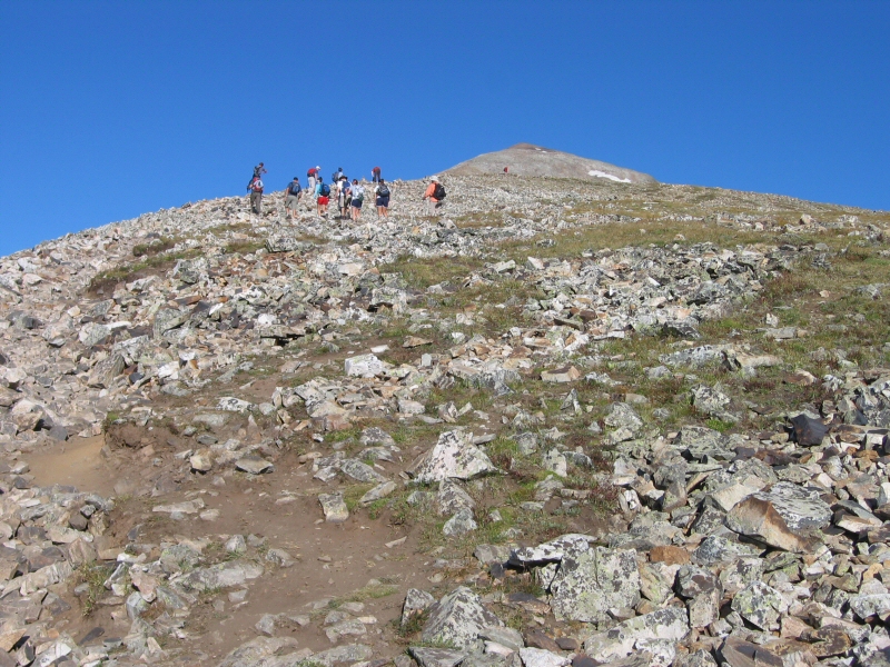 Heading higher on the trail, there are even more people!