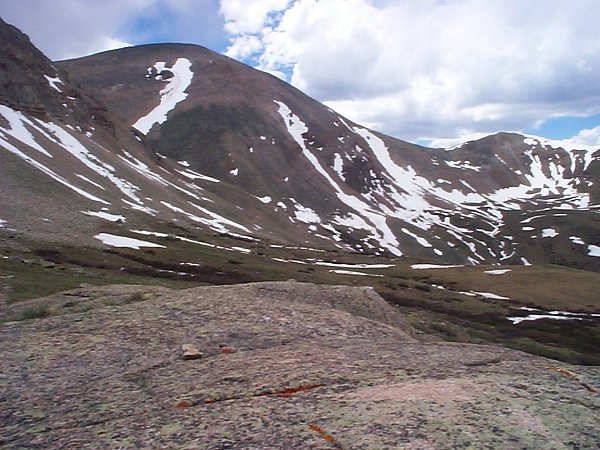 Looking back on the saddle between Mount Sheridan and West Sheridan (12,962 feet) which completed my loop return back to where I began my hike.