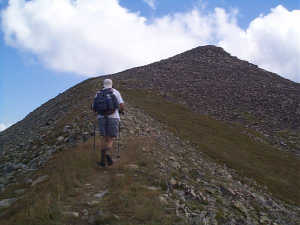 Tommy, headed back to the summit of East Mount Sopris.