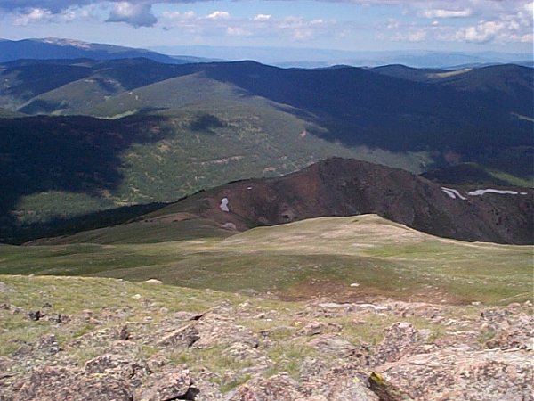 Looking back on the gentle climb as seen from the summit of Uneva Peak.