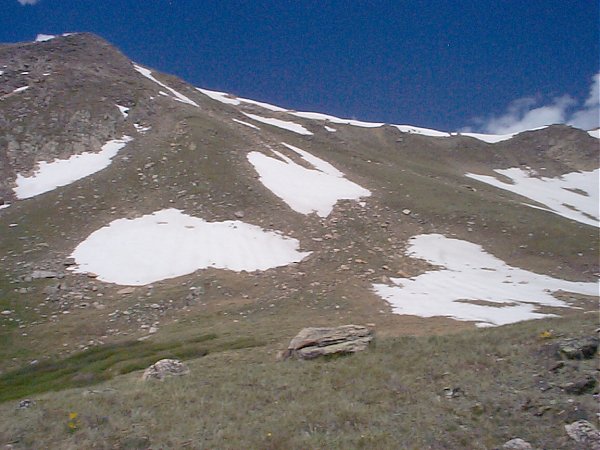 I wasn't too sure about the clouds and I had seen virga in the distance, therefore I beat-feet to get down the mountain fairly quickly taking this route which was further north and east of the summit.