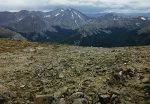 Grays and Torreys Peaks (center) and Grizzly Peak (center right) as seen from the summit of Bard Peak.