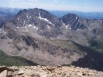 Two miles directly south of the summit there is an incredible view of the Three Apostles including Ice Mountain (13,951 feet) in the center of the photo.