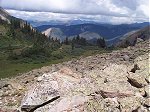 The view back down the valley (looking off to the northeast) with the Gore Range (???) on the horizon.