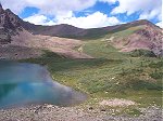 The trail up to Electric Pass is up the right hand side of this valley just east of Cathedral Peak (the view is to the north-northeast).