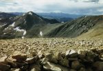 Mount Democrat (left center) and the shoulder of Mount Cameron (right) as seen from the summit of Mount Bross. Mount Democrat (left center) and the shoulder of Mount Cameron (right) as seen from the summit of Mount Bross.