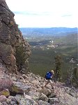 Bushwhacking our way back down.