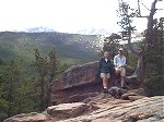 Mike and Steve hamming it up for the camera with Long's Peak in the background.