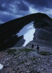 Remnants of the cornice in the saddle between the peaks. Remnants of the cornice in the saddle between the peaks.