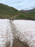 Oops - on the way up, I forgot to tell you about this small snow field crossing the trail near the lake.