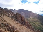 From the saddle between La Plata Gulch and the unnamed valley there was an incredible view of some jagged cliffs off to the east-northeast and an unnamed summit of 13,686 feet.