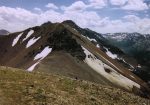 Hunter Peak (center), Pyramid Peak (right center) and Maroon Peak (left center).