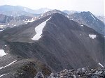 From the top, you can see a summit sometimes called Atlantic Peak just to the south.  The high point mentioned in the previous photo is barely visible on the left hand side of this photo.  On the horizon, (from left to right) are Mount Lincoln, Mount Cameron, and Mount Democrat.