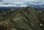 The ridge (left center) to the summit of Mount Parnassus as seen from Bard Peak. The ridge (left center) to the summit of Mount Parnassus as seen from Bard Peak.