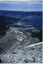 Looking down on Frisco and Dillion Reservoir.