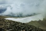 Snow and clouds in the saddle between East and West Sopris.